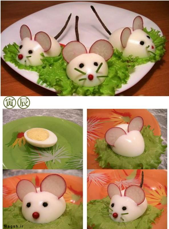 مجسمه موش با تخم مرغ
