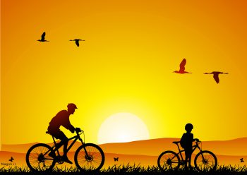 دوچرخه سواری پدر و پسر